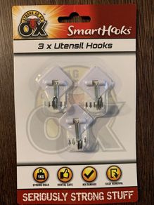Strong As An Ox SmartHooks 3 Utensil Hooks 1kg Hold - New Sealed