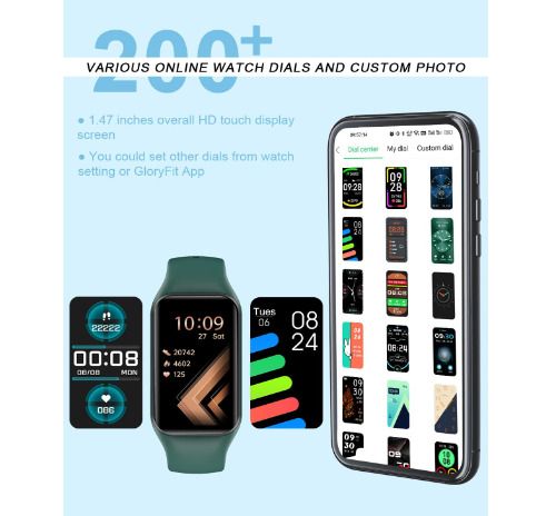 IOWODO Smart Watch, Fitness Watch with Heart Rate/Messages Alert/Blood Oxygen/Sleep Monitor, 5ATM Waterproof Step Counter