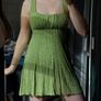 Apple Green Floral Milkmaid Mini Dress Y2K Sundress Square neckline Size M Image 2