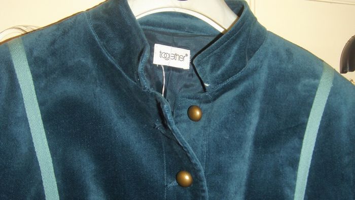 turquoise blue velvet jacket and trousers size 16