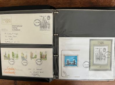 Collection of  81 UK First Day Cover stamps 1980 to 1986 in album plus 10 extra pages