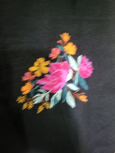 Black embroidered scarf with flower