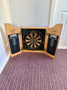 Dartboard Cabinet with Brand New Darts
