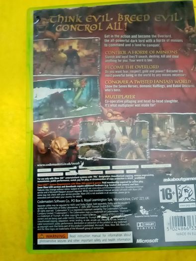 Overlord Xbox 360 games Original