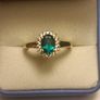 Stunning Lab Grown Emerald & Natural Zircon Oval Cluster Ring Image 8