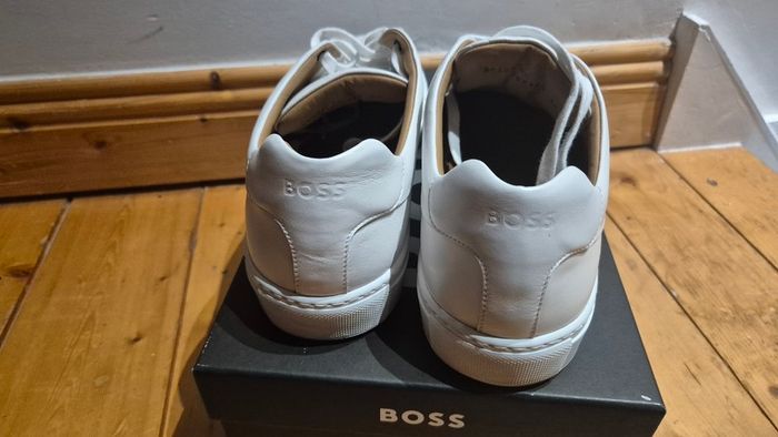 Hugo boss white leather trainers