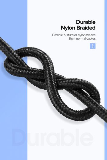 Ugreen 3M USB-C Fast Charging QC 3.0/2.0 & Data Sync Nylon Braided Cable (Brand New/Warranty)