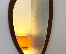 Vintage Retro Mid Century Asymmetrical Teak Mirror
