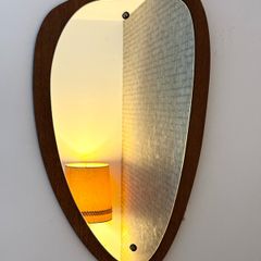 Vintage Retro Mid Century Asymmetrical Teak Mirror