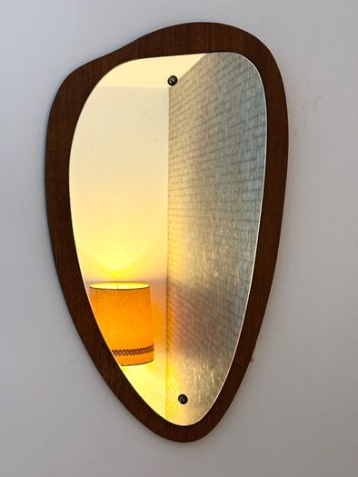 Vintage Retro Mid Century Asymmetrical Teak Mirror