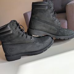 Authentic Timberland 6-Inch Premium Boots in black, size UK 6.5
