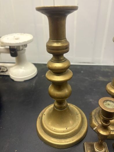 Five Vintage Brass-Tone Candlesticks