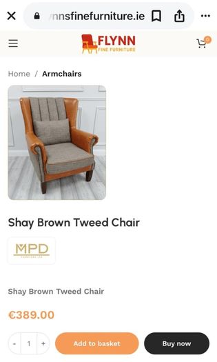 Shay Brown Tweed Chair Sofa