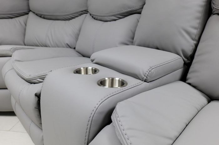 Valerie Corner Light Grey Leather Recliner Sofa