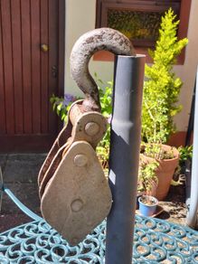 Vintage Steel Block & Tackle with Double Wheel Pulleys