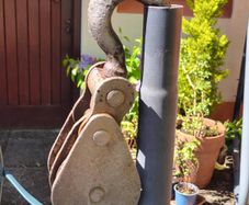 Vintage Steel Block & Tackle with Double Wheel Pulleys