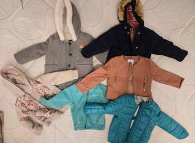 Bundle of girl's coat and jackets. Size 2. And winter hat.