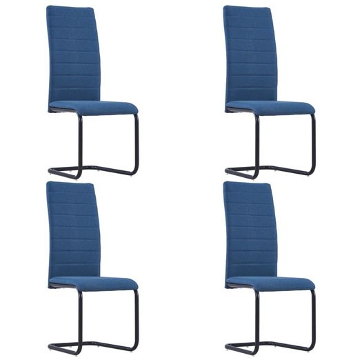Cantilever Dining Chairs 4 pcs Blue Fabric