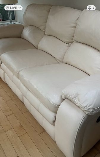 Cream Genuine Leather Suite 3 + 2