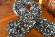 SAMOON  large scarf / shawl in black with dark teal and white .never worn