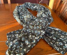 SAMOON  large scarf / shawl in black with dark teal and white .never worn