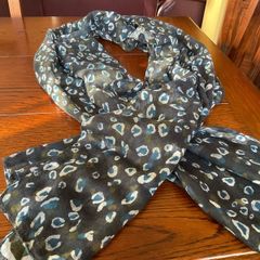 SAMOON  large scarf / shawl in black with dark teal and white .never worn
