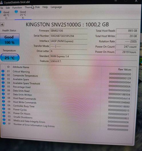 1tb Nvme Ssd Kingston NV2 M.2 2280 Pcie 4.0 X4 3500/3000mb/s 320TBW