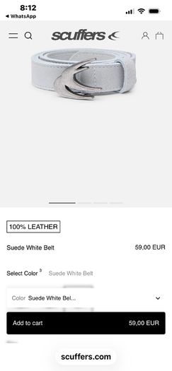 Genuine scuffers suede white grey belt