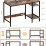 MASSIVE SALE Home Office Corner Gaming Desk, Computer Desk with Storage Shelves, Vanity Table, Wood Metal Writing Study Workstation,Rustic (FREE POSTAGE) Image 6
