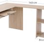 _L-shaped computer table, desk, corner desk with 2 shelves, 60 x 30 cm keyboard shelf, for the office and study, 140 x 120 x 75 cm, oak-colored Image 4