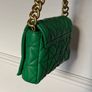 Zara Green Quilted Shoulder Bag with Gold Large Chain Image 2