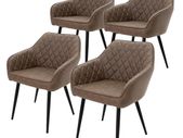 Dining chair set of 4 diamond quilting faux leather Brown or Grey