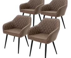 Dining chair set of 4 diamond quilting faux leather Brown or Grey
