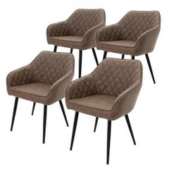 Dining chair set of 4 diamond quilting faux leather Brown or Grey