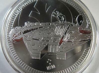 Niue 1 oz Silver Star Wars Millennium Falcon Coin 2021. BU (in Capsule)