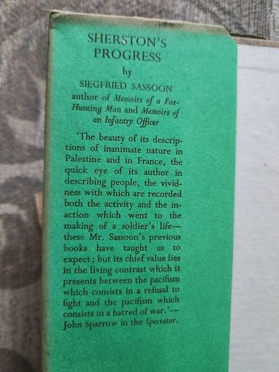 Sherston's Progress. By Siegfried Sassoon. Hardback With Dustjacket In Fair Condition