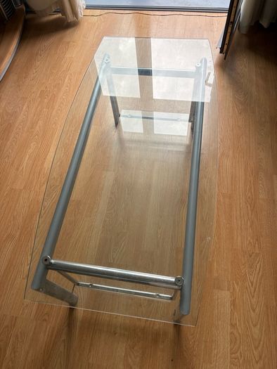 two glass side tables and one glass coffee table