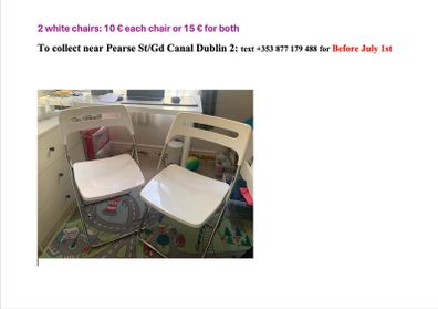 2 white Ikea chairs