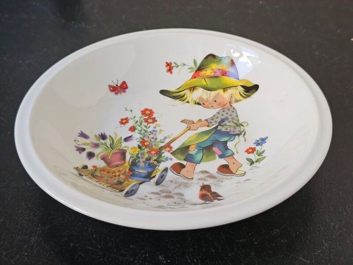 Vintage  Porcelain Child   Plate  Little Gardener