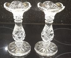 A Pair of Full Lead Crystal Noritake candlesticks