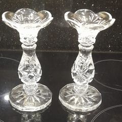 A Pair of Full Lead Crystal Noritake candlesticks