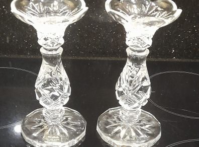 A Pair of Full Lead Crystal Noritake candlesticks