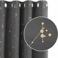 Eyelet Curtains, Blackout Curtains, Gold Constellation Printed Curtains Thermal Insulated Curtains for Bedroom (MULTIPLE COLOURS/SIZES)