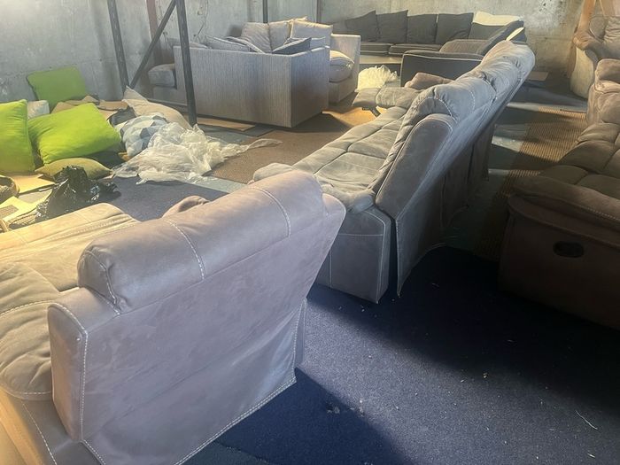 Grey 3+1+1 recliner sofa set couch