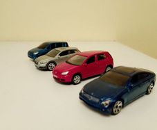 Model cars Mercedes, Renault, Volvo, VW Golf