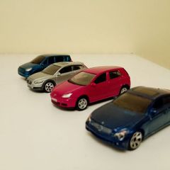 Model cars Mercedes, Renault, Volvo, VW Golf