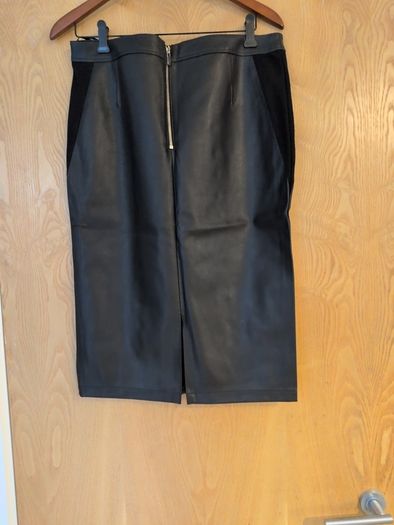 F&F Black  Faux Leather   A- Line Skirt.  S.14      B.N.W.T.