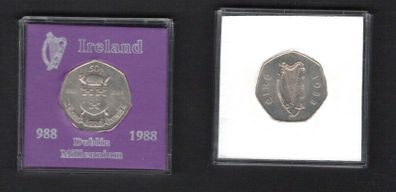 1988 Ireland Dublin Millennium Coin in Plastic Holder