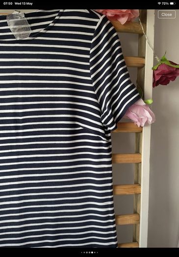 dress street one navy & white striped dress size 38(12)