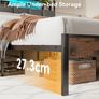 Double Bed Frame with Storage Upholstered Headboard and LED, 135x190cm  Charging Station(2AC, 2USB), Platform Metal Small Double Bed Frame with Underbed Storage, Strong Metal Slat Support Image 4